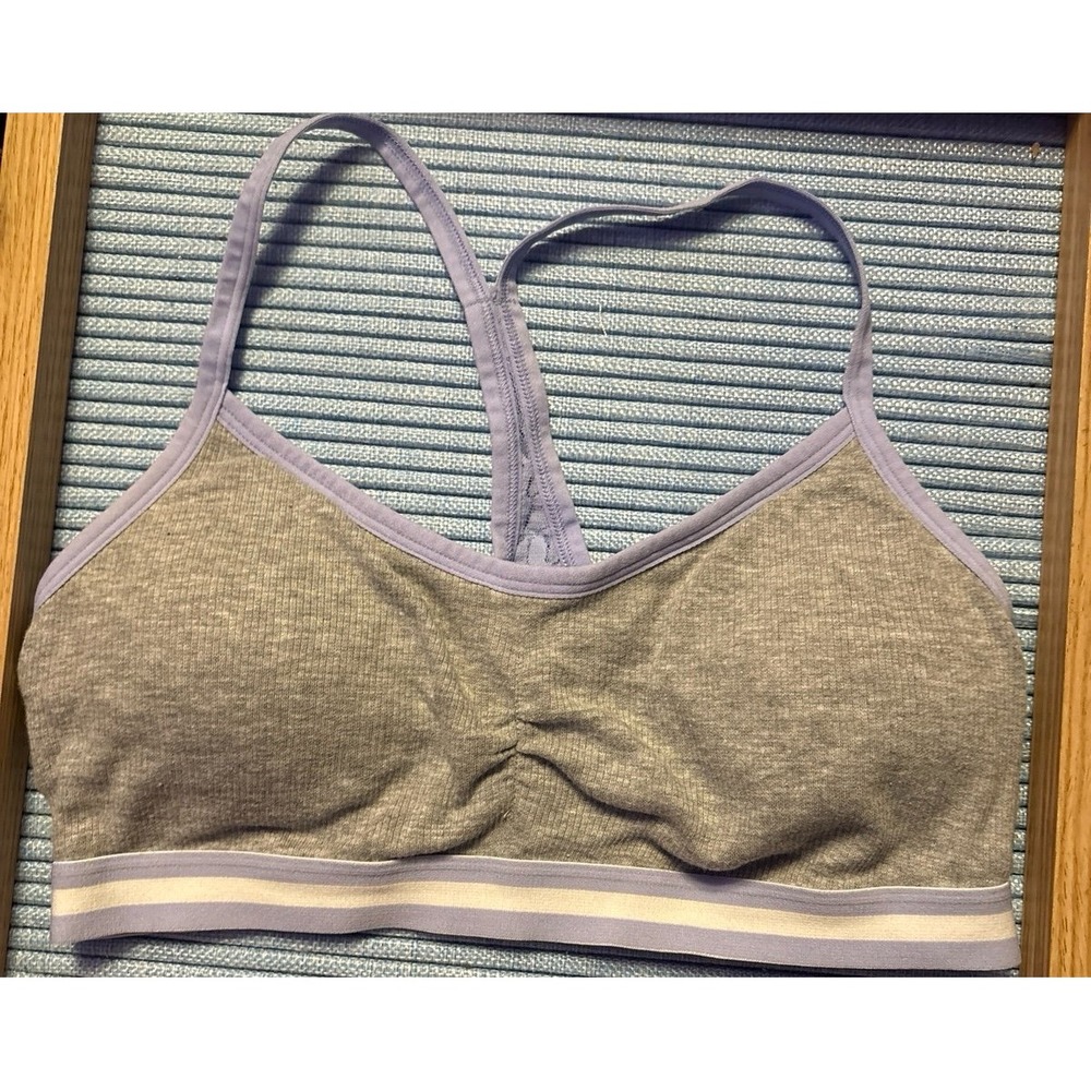 So Intimates Grey Cotton Ribbed Lightly Padded Sports Bra,‎ Medium